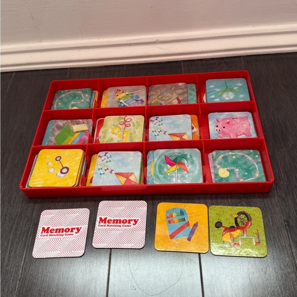 Colorful Memory Matching Game for Kids with Plastic Card Holder Toddler Puzzle